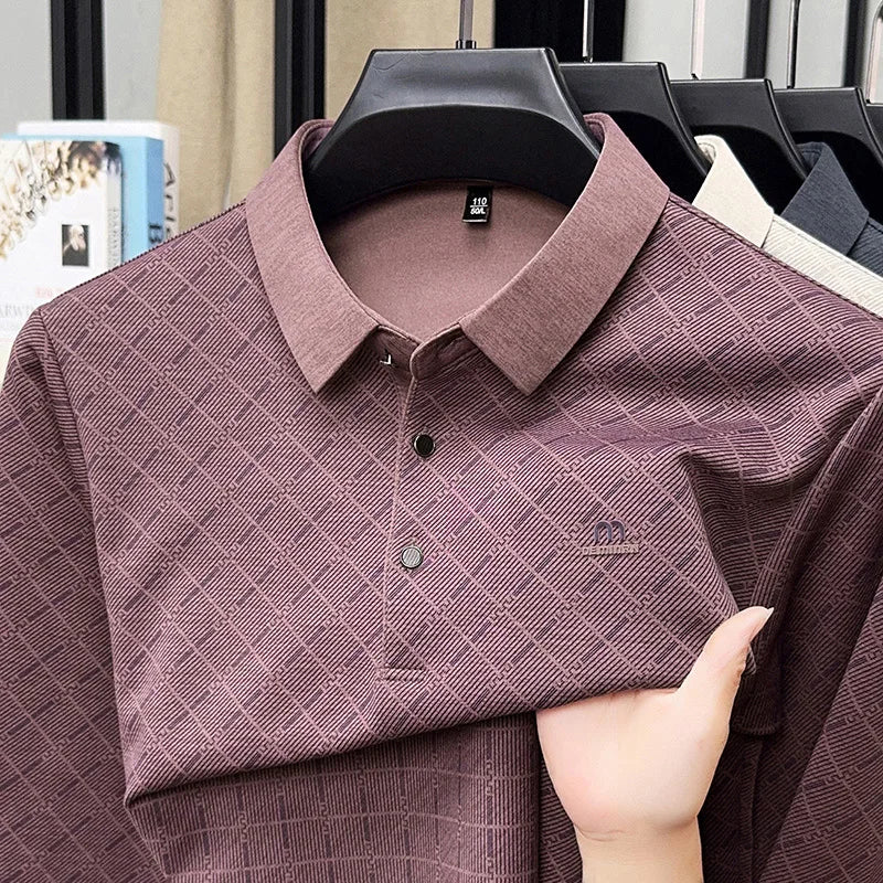 Collar Long Sleeved Polo Shirt for Men in Spring and Autumn 2025 New Business and Leisure Versatile T-shirt