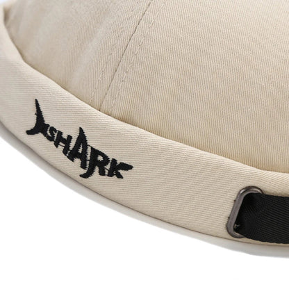 Embroidery Docker Cap Without Visor Shark Letter Brimless Caps Beanies Dome Adjustable Skullcap Solid Color Fashion Hat