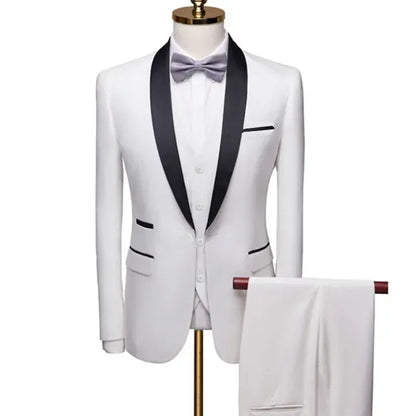 Formal Suit Set Coat Vest Trousers Business Groom Wedding Dress Blazer Pants suit men trajes de boda para hombre completos