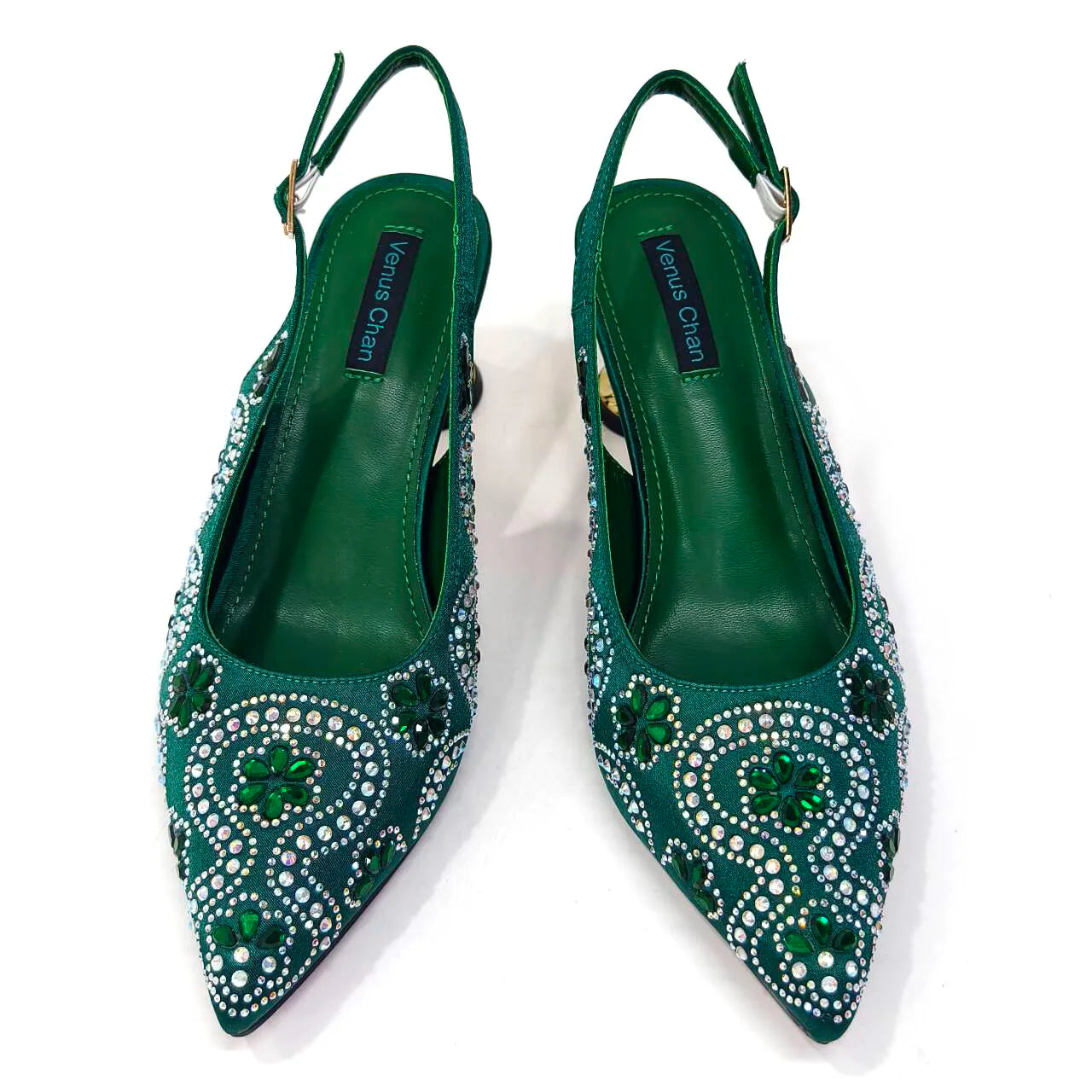 Elegant Rhinestone Pointed-Toe Pumps With Matching Bag Set Large Capacity Bag for Women's Party High Heels