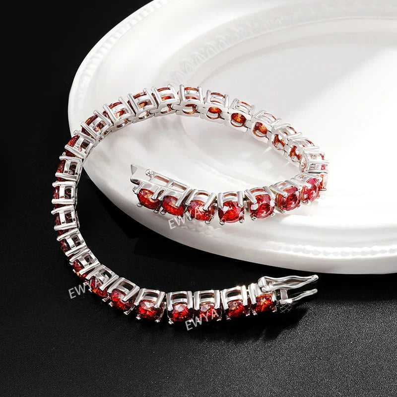 Luxury 3/4/5MM Full Blue Green Moissanite Tennis Bracelet for Men Women S925 Red Pass Diamond Test Bracelets Wholesale Gift