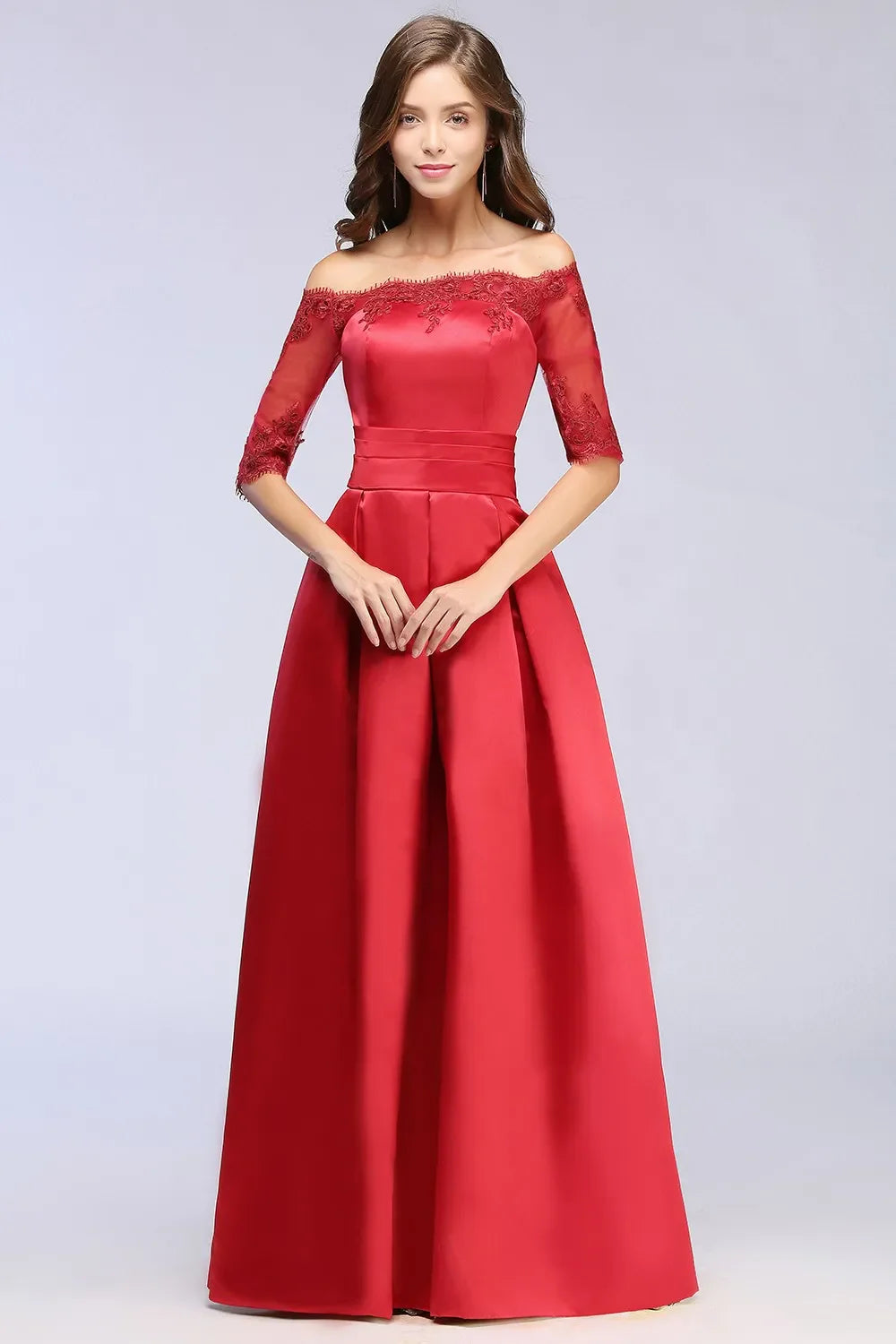 Luxury Lace Appliques Evening Dresses Elegant Satin A Line Embroidery Lace Up Prom Gowns Formal Party Vestido De Gala For Bride