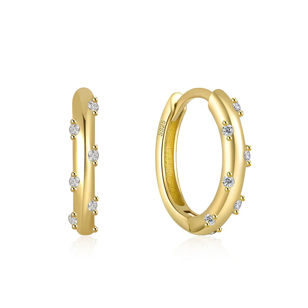 Ins Star Anise 925 Sterling Silver  Earring For Women Hoop Earrings Crystal Fine Jewelry Glossy 18K Gold Mom Gift Trend