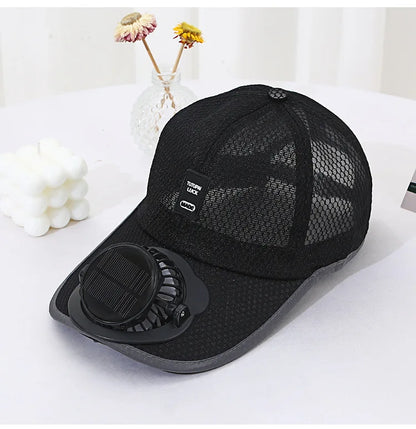Outdoor Mesh Cap Solar Powered Charging Fan Cap Summer New Style Breathable Sunshade Sun Protection men's women's Adults Mz126