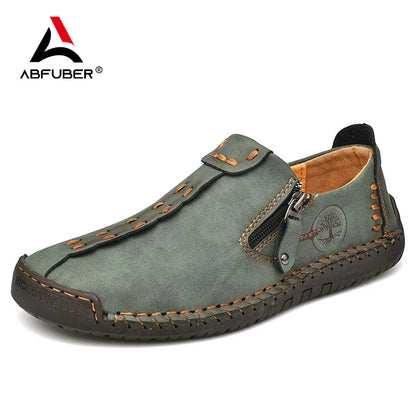 Handmade Leather Men Shoes Casual Slip On Loafers Breathable Leather Shoes Men FlatsTooling Shoes Plus Size