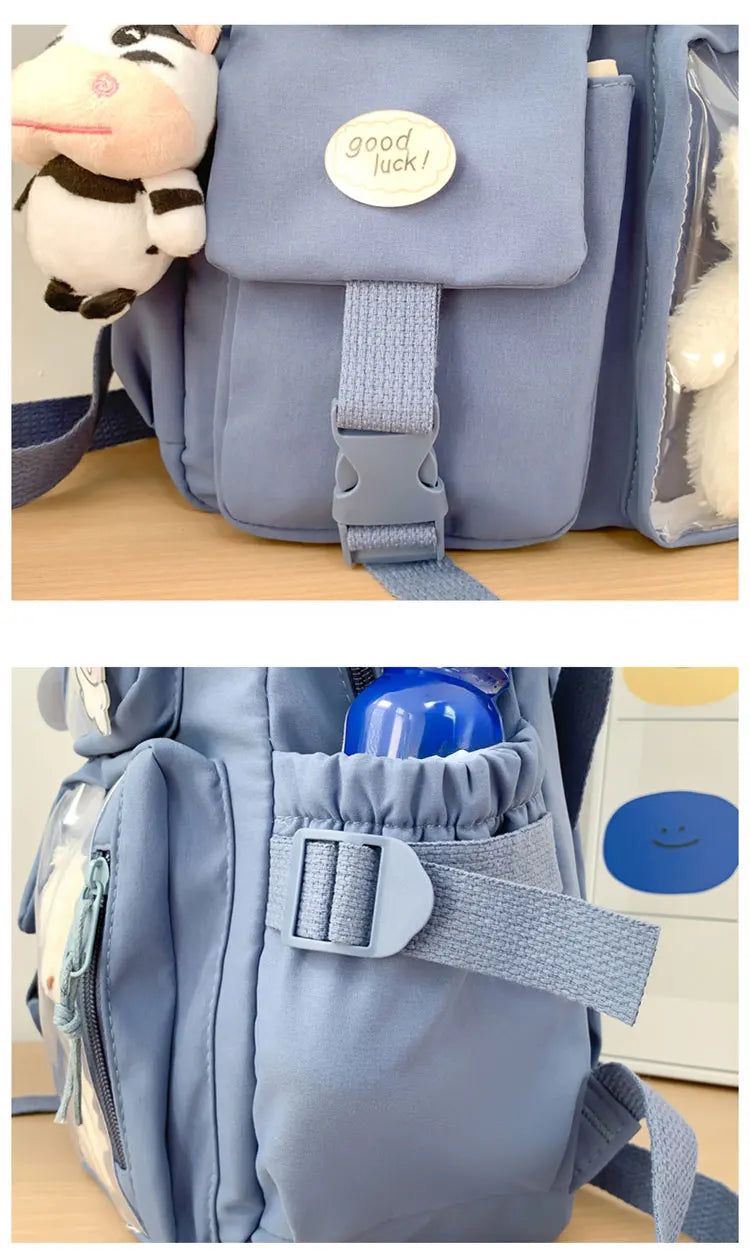 New Cute Nylon Backpack Suitable for Young Girls, Female Students, and Ladies, Multi-Pocket Student Backpack