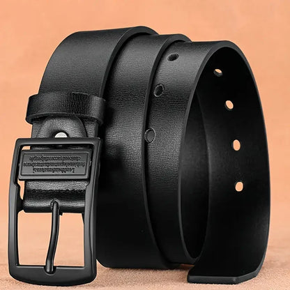 New Leather Cowhide Men's Belt Fashion Metal Alloy Pin Buckle Adult Luxury Brand Jeans Business Casual Waist Male Strap Brand