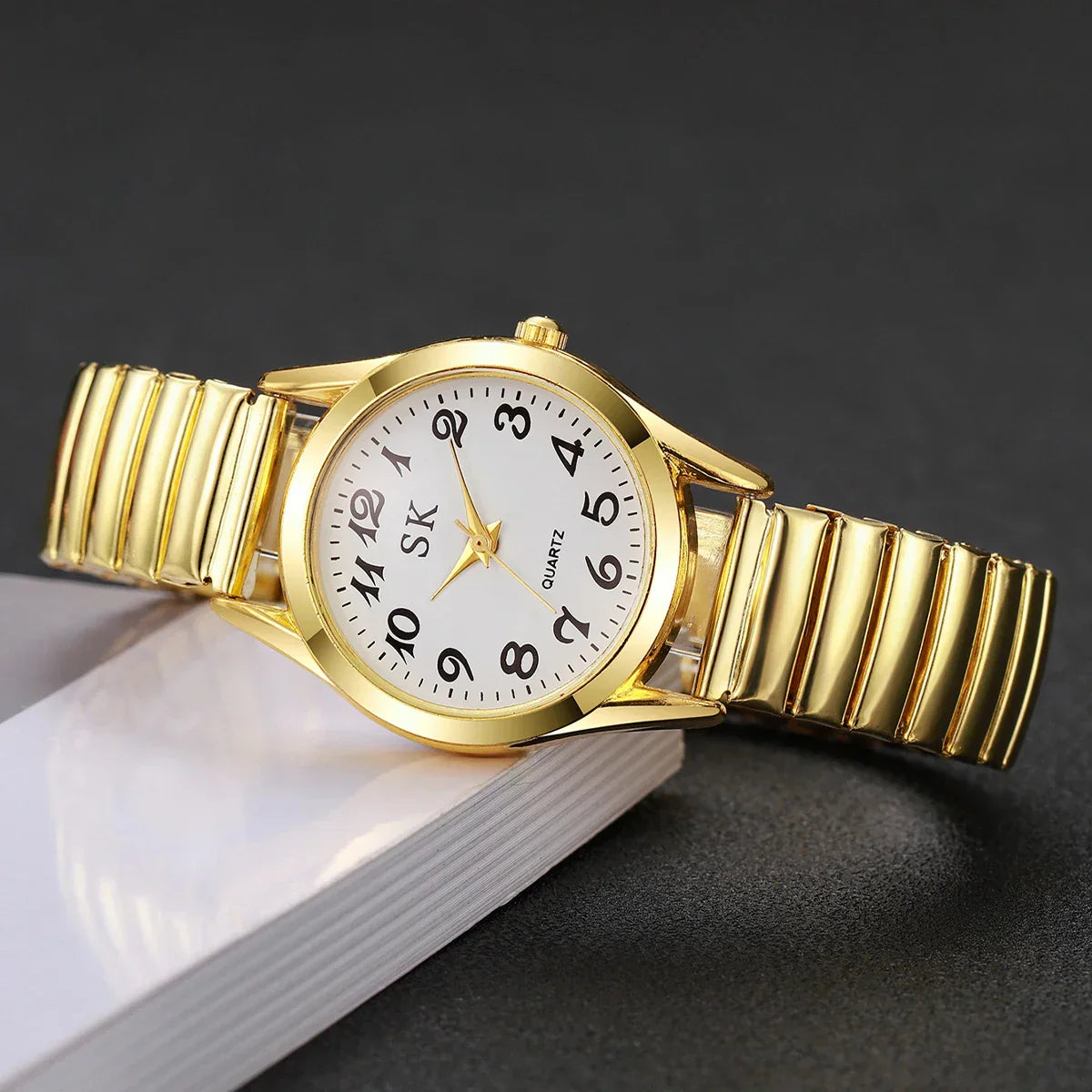 Elegant Small Dial Women Watches Fashion Elastic Strap Quartz Watch Reloj Mujer（Without Box）