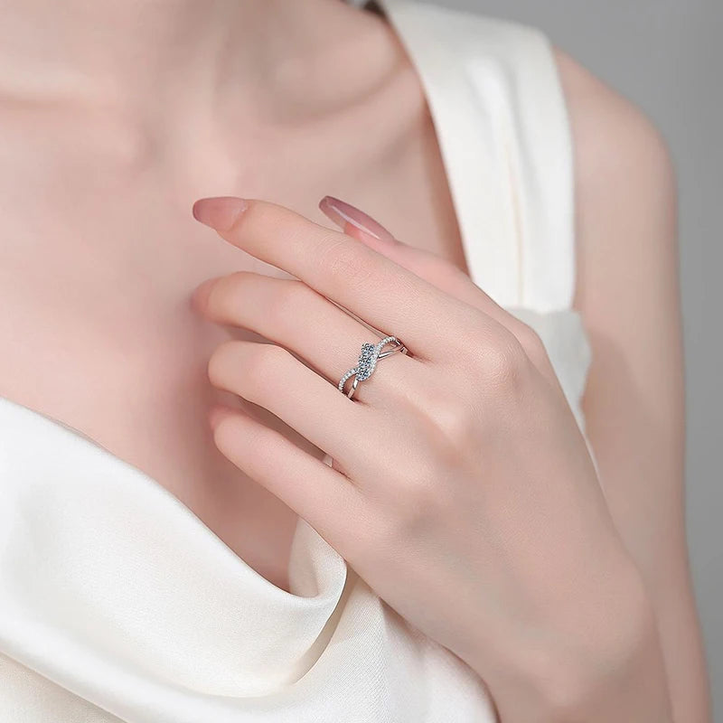 Full Moissanite Ring for Women 925 Sterling Silver with White Gold Plated Wedding Engagement Women's Ring Jewelry Wholesale