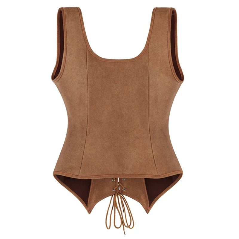 Steampunk Pirate Vest for Women Medieval Viking Bodice Corset Top Renaissance Halloween Cosplay Outfit