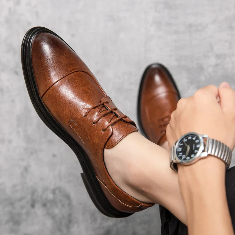 Men Suit Casual Shoes Luxury Men Brogue Dress Shoes Formal Business Leather Shoes Men Brown Wedding Italian Banquet Shoe Size 46