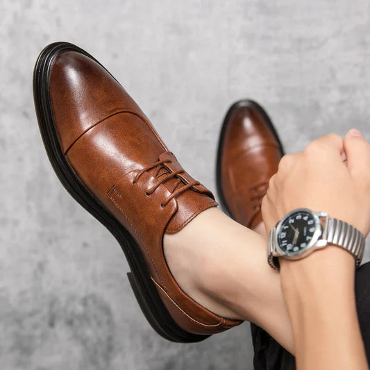 Men Suit Casual Shoes Luxury Men Brogue Dress Shoes Formal Business Leather Shoes Men Brown Wedding Italian Banquet Shoe Size 46