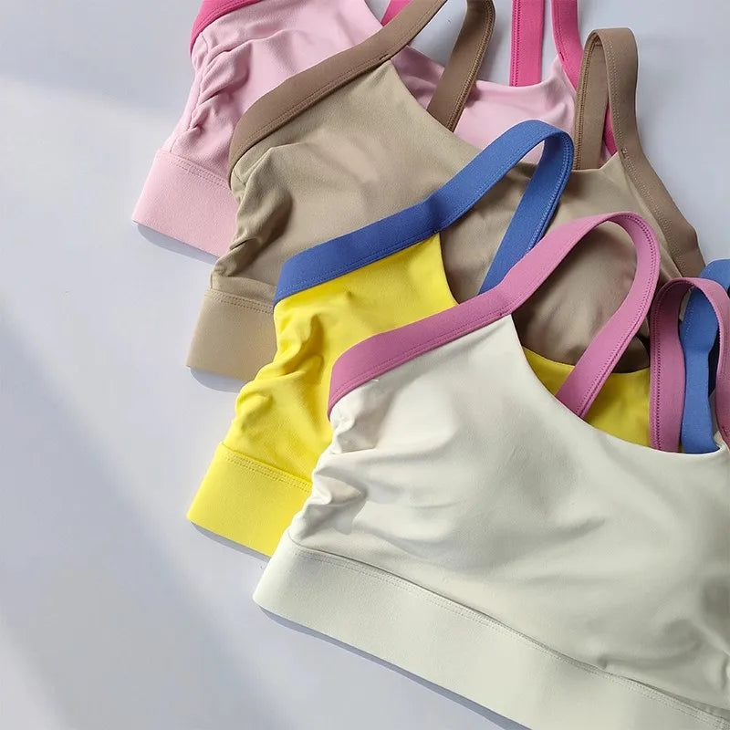 Women's Color-Block Quick-Drying Yoga Fitness Suit Cross-Back Sports Bra High-Waist Hip-Lifting Pants Gym Workout Ensemble
