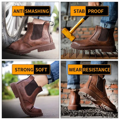 Anti Smashing Anti Piercing Steel Toe Combat Boots Anti Splashing Anti Slip Oil Wear Resistant Durable Labor Protection Shoes