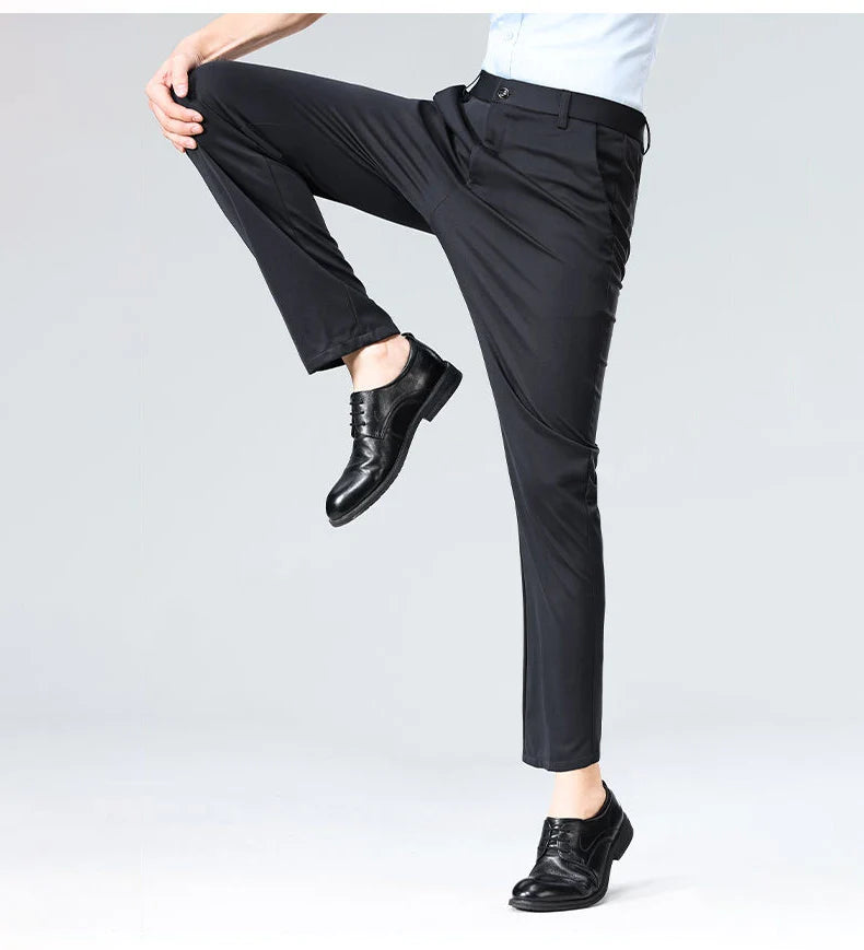 1-Pack Men's Professional Straight-Leg Stretch Formal Pants Non-Iron Comfortable Business Slacks Wrinkle-Resistant Loose Fit