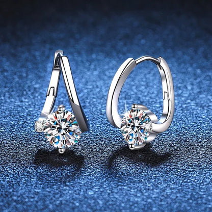 1 Carat Moissanite Earrings For Women 925 Sterling Silver Ear Stud Hoops Diamond  Engagement Wedding Fine Jewelry Gift