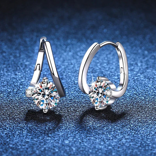 1 Carat Moissanite Earrings For Women 925 Sterling Silver Ear Stud Hoops Diamond  Engagement Wedding Fine Jewelry Gift