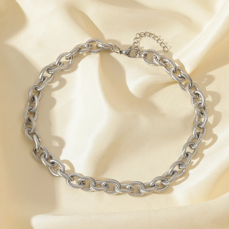 316L Stainless Steel Gold Silver Color Thick Chain Necklace For Women Fashion Cuban Neck Chain Waterproof Jewelry Gift