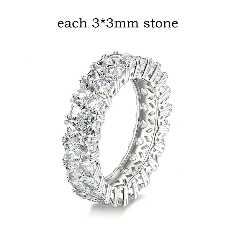 3/4mm Heart Cut D Color Moissanite Rings Full Diamond Luxury Bridal Promise Band for Women Original S925 Silver Jewelry
