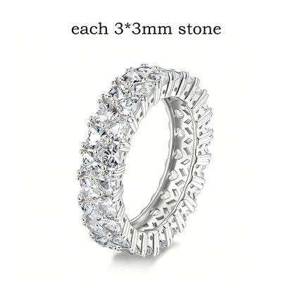 3/4mm Heart Cut D Color Moissanite Rings Full Diamond Luxury Bridal Promise Band for Women Original S925 Silver Jewelry