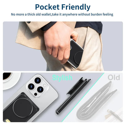 Universal Magnetic Wallet With Expanding Phone Grip,Phone Card Holder Solid SocketWallet For IPhone Samsung Wallets