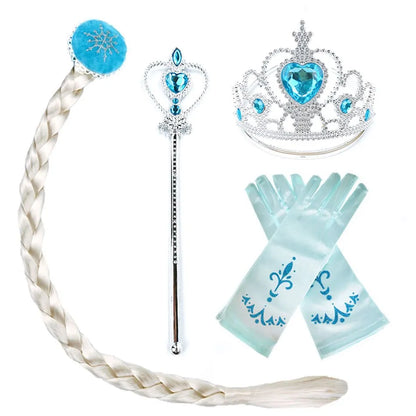 Children Snow Queen Princess Dress Winter Girl Elsa Costume Carnival Birthday Holiday Party Dress Kids New Outfit Clothes 2025