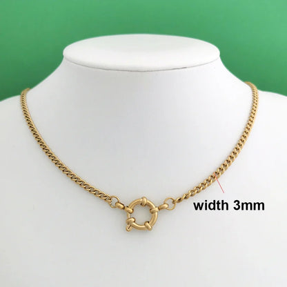 Spring Sailor Clasp Necklace Women Men Choker Stainless Steel Geometric Paperclip Link Chain Rolo PVD Gold Color Wholesale