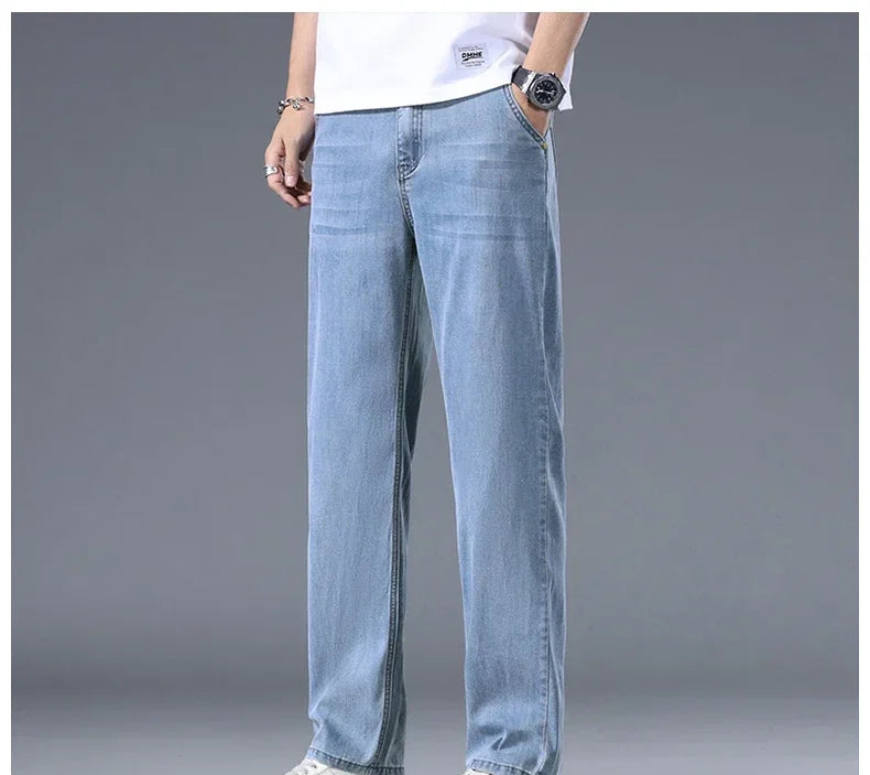 Business Jeans Men's Spring Thin Casual Straight Fashion Loose Brand Pants Comfortable Male Denim Trousers Versatile