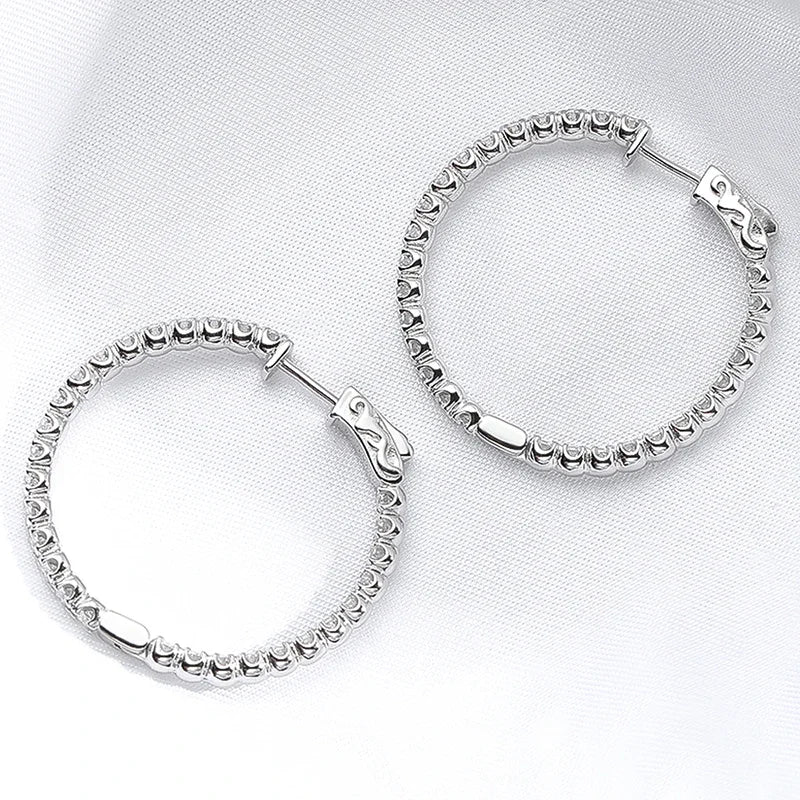 18K Plated 1.74-6.5cttw All Moissanite Hoop Earrings for Women Lab Diamond Jewelry 100% 925 Sterling Silver Earring