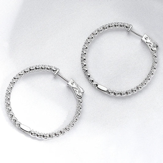 18K Plated 1.74-6.5cttw All Moissanite Hoop Earrings for Women Lab Diamond Jewelry 100% 925 Sterling Silver Earring
