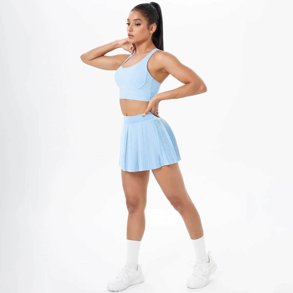 2pcs New Sexy Yoga Set Backless Cross Straps Sports Bra Fashion Breathable Culotte Yoga Shorts With Pocket Gym Women Sports Set