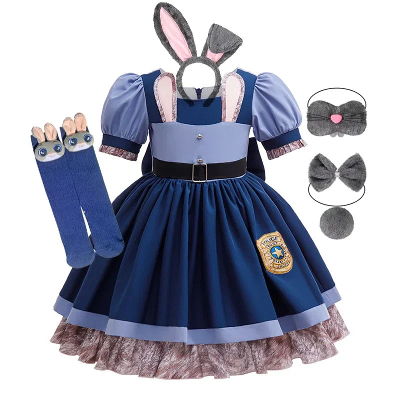 Fantasia de Judy Hopps Zootopia para Cosplay, Vestido de Roleplay para Menina, Fantasia Clássica de Halloween, Apresentação, Presente de Aniversário para Menina