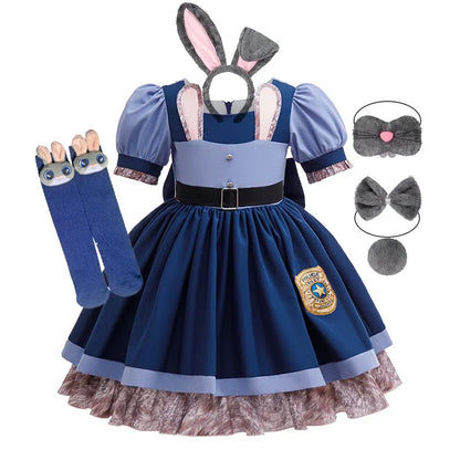 Fantasia de Judy Hopps Zootopia para Cosplay, Vestido de Roleplay para Menina, Fantasia Clássica de Halloween, Apresentação, Presente de Aniversário para Menina