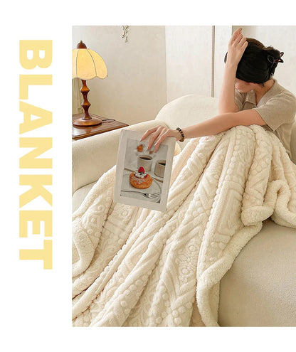 Ultra Soft Double Layer Fleece Blanket for Bed Thickened Cozy Velvet Warmth Blanket Autumn Winter Plush Blankets for Sofa Nap