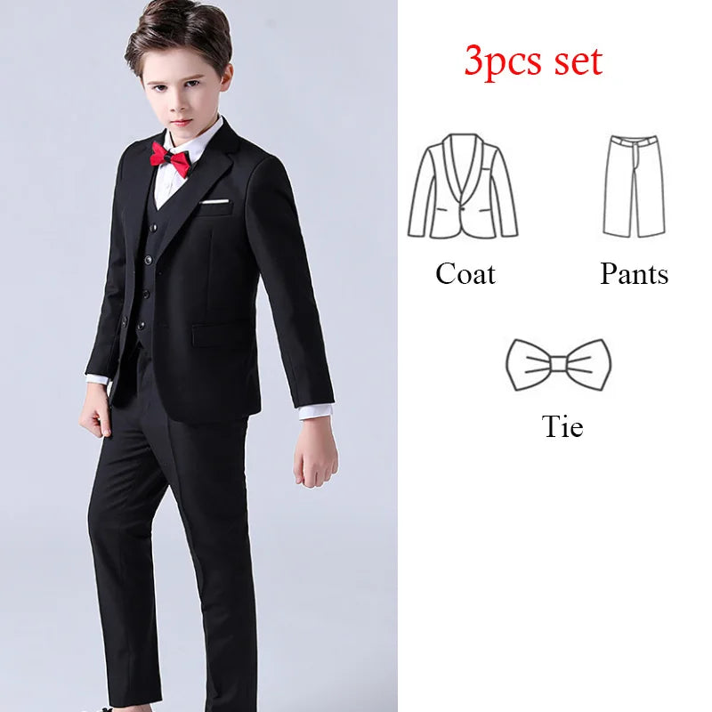 1-14 Years Children Boy Wedding Suit Black Nave Blue Elegant Suits For Children Boys Suits Outfits Set Teenager Kids Suits