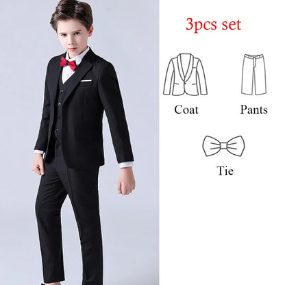 1-14 Years Children Boy Wedding Suit Black Nave Blue Elegant Suits For Children Boys Suits Outfits Set Teenager Kids Suits