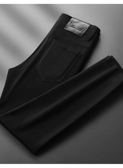 American Brand Men's Autumn Winter Straight-leg Slim Jeans High-quality Light Luxury Casual Versatile Fashion Korean Style Jeans