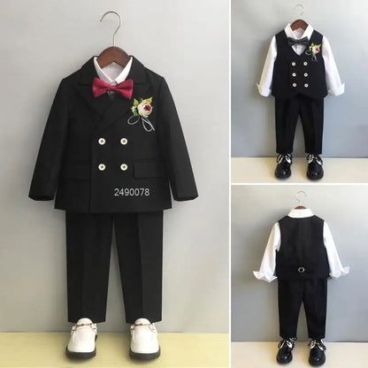 Flower Boys Wedding Suit Children Photography Dress Kids Stage Performance Formal Blazer Suit Baby Birthday Ceremony Costume