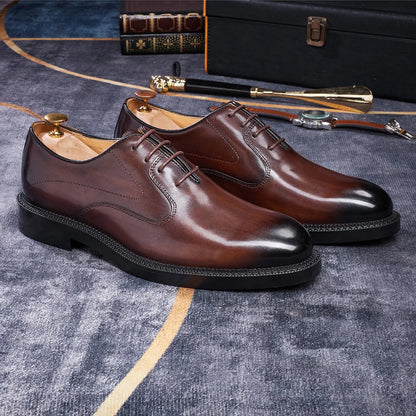 Fashion brand smooth Oxford shoes business formal leather shoes men's 2025 winter high heels wedding pointed office shoes
