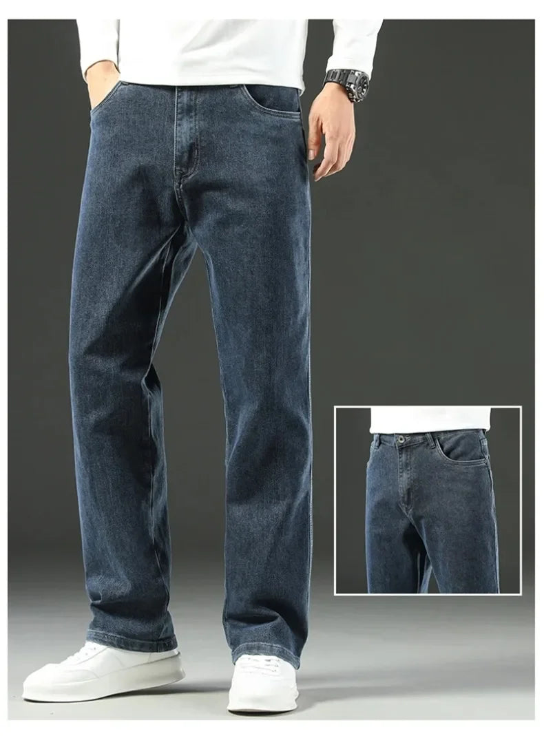 2025 Novo Estilo Y2 Primavera e Outono Jeans Folgados Masculinos Calças Retas Largas Casuais de Negócios Marca Roupas Masculinas