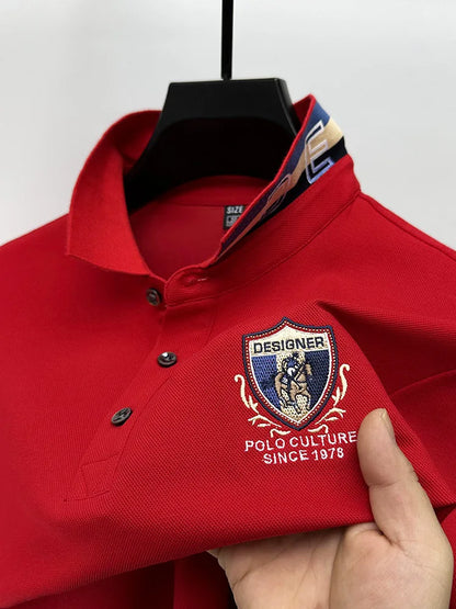 High end brand breathable cotton POLO shirt short sleeve men's 2024 summer exquisite letter embroidery fashion business T-shirt