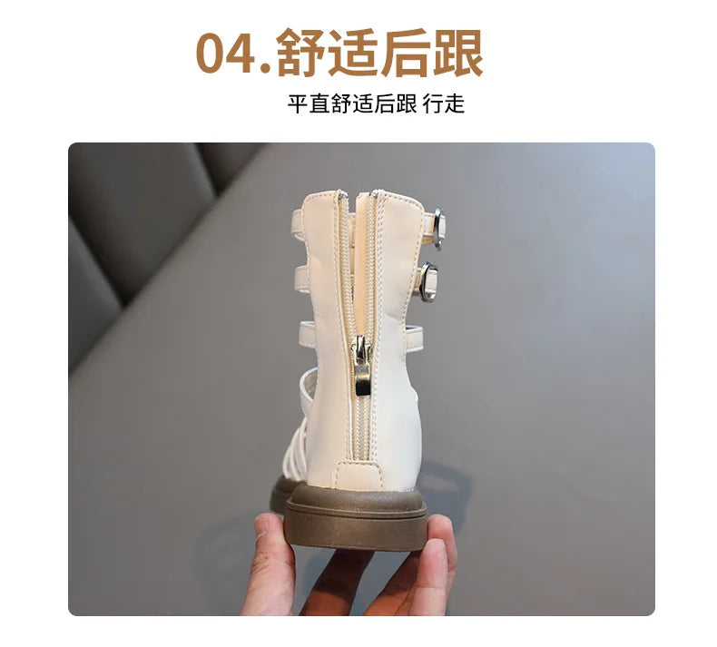 High-top Gladiator Platform Shoes Kids Wedding Party Footwear New Summer Little Girl Children Sweet Princess Long Sandals