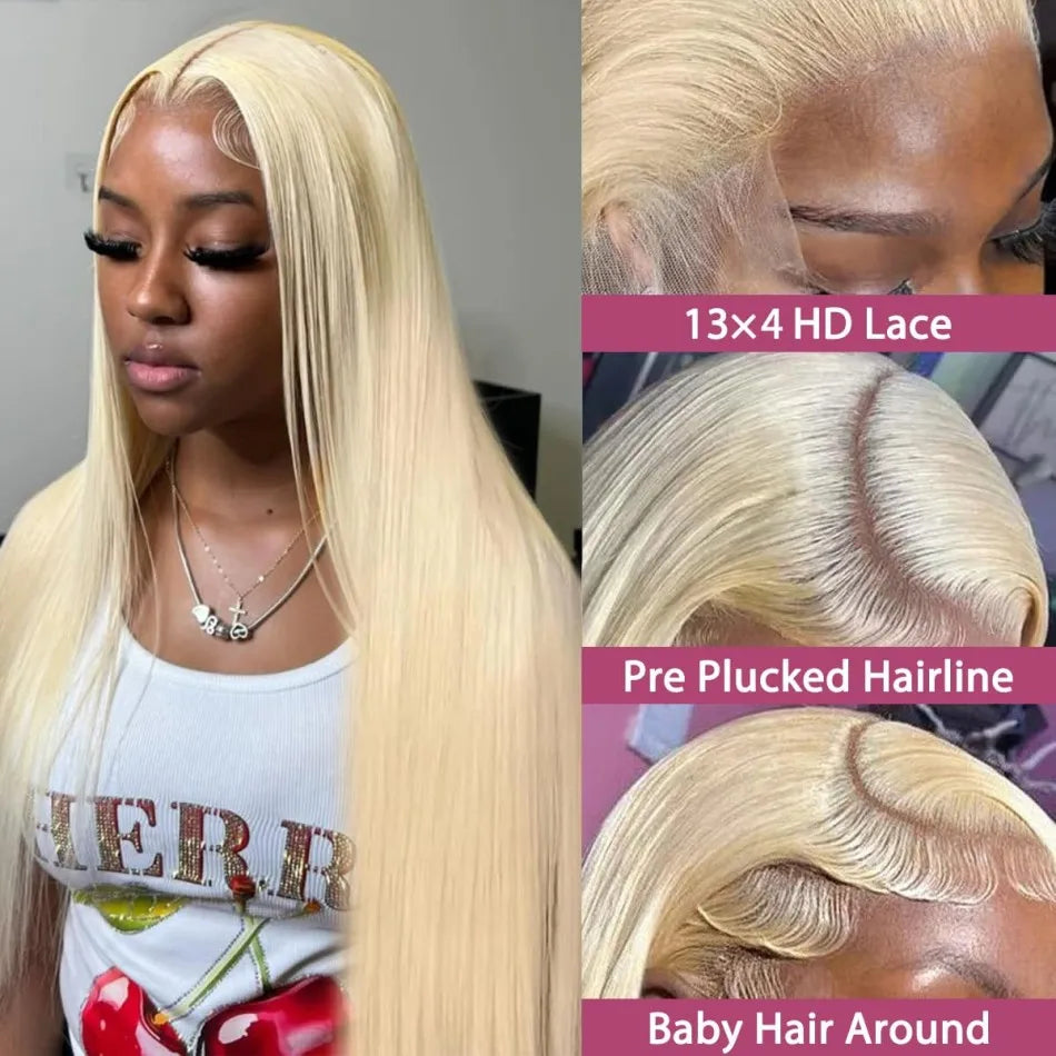 Straight Human Hair Wigs 613 Blonde 13X6 Hd Lace Frontal Wig 220 Density 13X4 Lace Front Wigs Human Hair 38 Inch Pre Plucked Wig