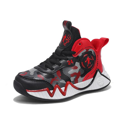 Kids Basketball Shoes Ankle Support Sneakers Tactical Boots Breathable Boys Girls Sports Shoes Shock-absorbing Athletic Shoes