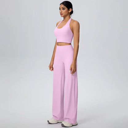 2Pieces Breathable Summer Workout Top Pants Yoga Set Yoga Underwear With Chest Pad Quick Drying Push Up Pencil Pants Yoga Set