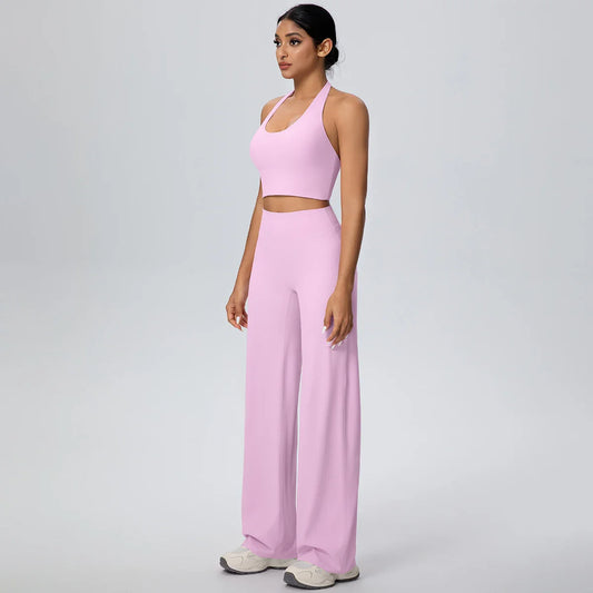 2Pieces Breathable Summer Workout Top Pants Yoga Set Yoga Underwear With Chest Pad Quick Drying Push Up Pencil Pants Yoga Set