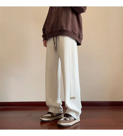 High-street cool pineapple plaid straight-leg wide-leg pants for men, casual outdoor party loose floor-length pants