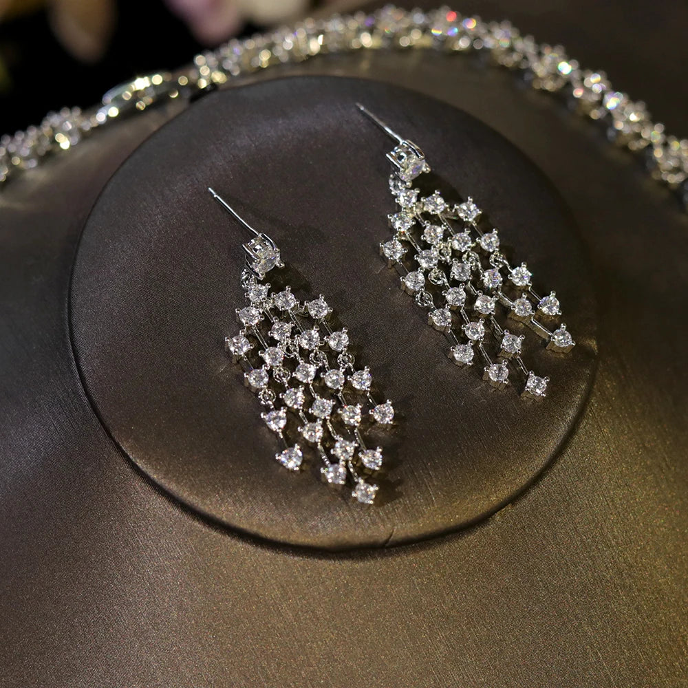 Fashion CZ Bride Indian Jewelry Set for Women Water Drop Wedding Design Choker Necklace Girlfriend birthday Gifts X0520