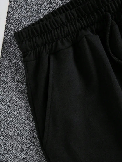 Plus size Women Shorts Summer High Elastic Lace Up Drawstring Wide Leg Sweat Fitness Running Shorts Loose Casual Sports Pants