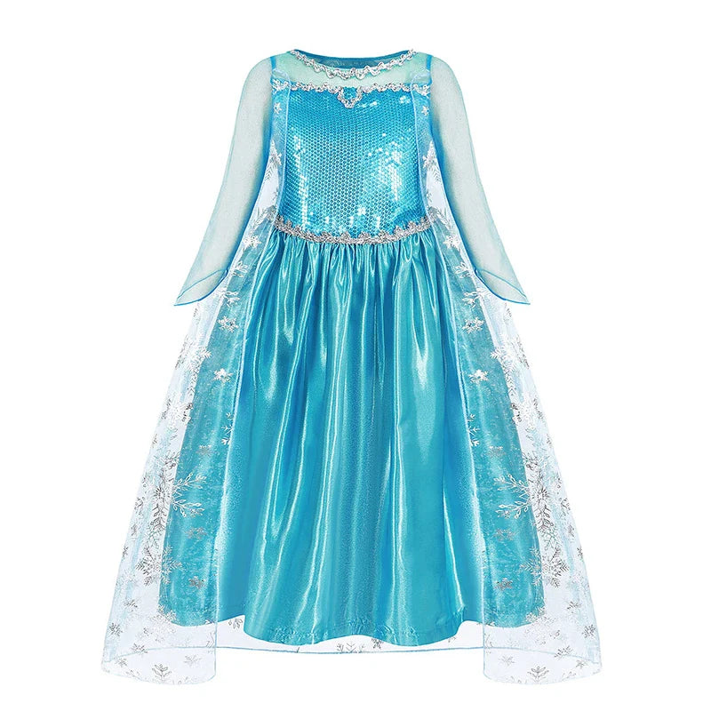 Girls Frozen 2 Elsa Anna Princess Mesh Sequin Clothes Kids Cosplay Snow Queen Costumes Carnival Birthday Party Elsa Gowns